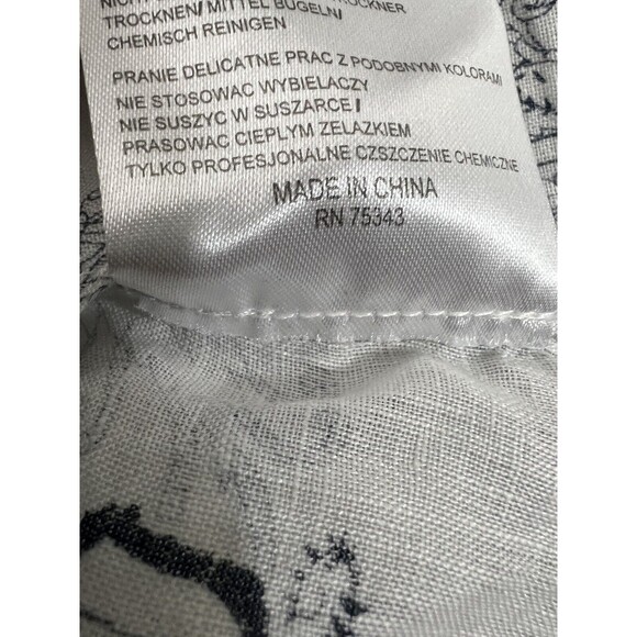 Malvin "I Love Linen" Blouse L White/Black Floral Paisley Embroidered Minimalist - Picture 10 of 10